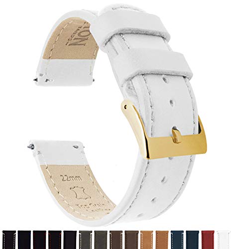 Barton Quick Release Leather Gold Buckle Watch Band Strap - Choose Color