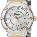 Salvatore Ferragamo Women's F-80 Two-Tone Quartz Watch with Rose Gold Case and Luminous Dial. 