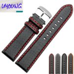 universal fit 18mm 20mm 22mm 24mm Carbon Fiber Leather Watch Band