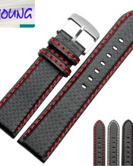 universal fit 18mm 20mm 22mm 24mm Carbon Fiber Leather Watch Band