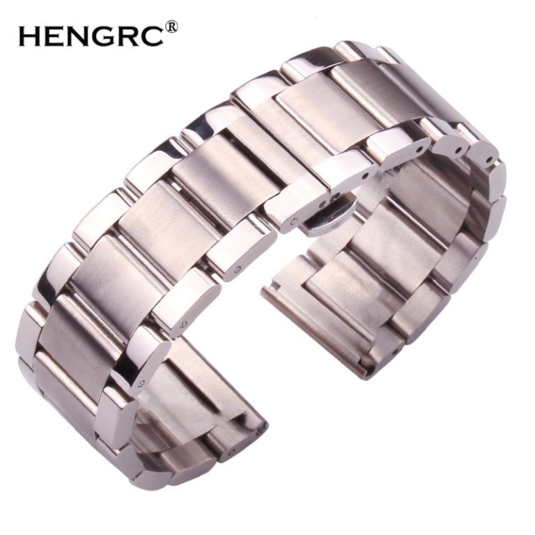 High-Quality Stainless Steel Metal Watch Bracelets for Men & Women - 18mm to 24mm
