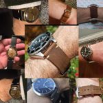 EACHE 20mm Genuine Leather Watch Band Brown