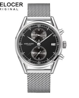 Agelcoer Date Clock Male Steel Strap Chronograph Wrist Sport Watch