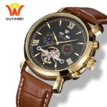 Ouyawei Mens Mechanical Tourbillon Calendar Watches Automatic
