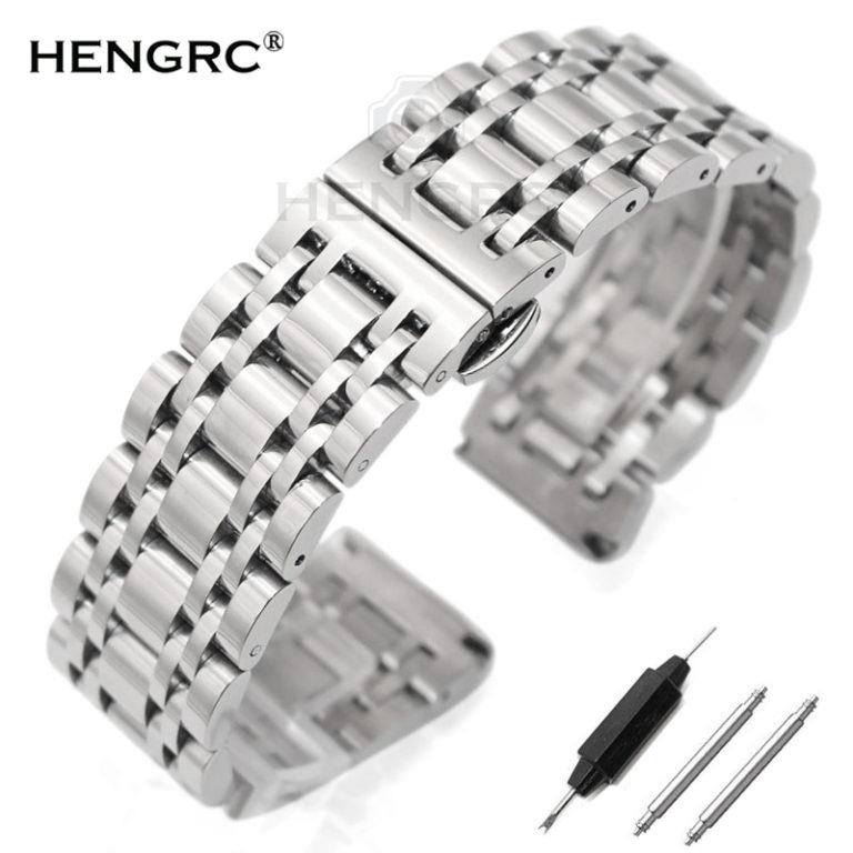 Stainless Steel Watchband Bracelet 20mm 22mm Men Metal Polished