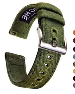 22mm Canvas Quick Release Watch Band Army Green Replacement
