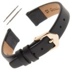 Gilden Ladies 6-14mm Classic Calfskin Flat Black Leather Watch Band