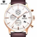 Benyar Luxury Brand Military Watches Men Quartz Chronograph Leather