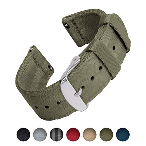 Archer Watch Straps Seat Belt Nylon Quick Release Watch Bands (Olive, 22mm)  Discount