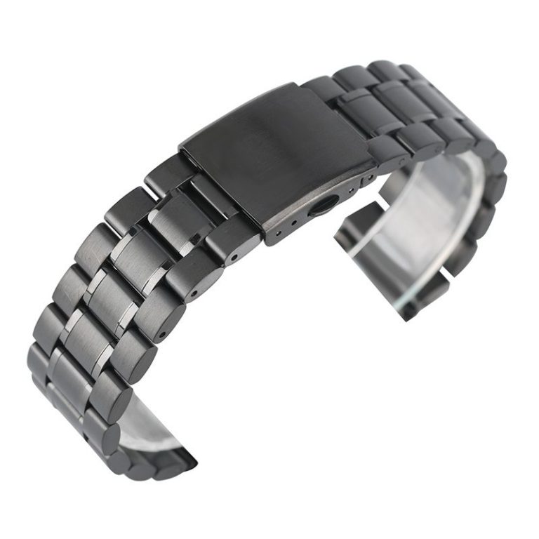 22mm Black Silver Stainless Steel Watch Band Strap Wristband Adjustable Replace Band for Men Women Bracelet Clasp + 2 Spring Bar 1 Upgrade Your Watch with 22mm Black Silver Stainless Steel Watch Band