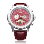 JARAGAR Brand Luxury Automatic Mechanical Tourbillon PU Leather Red Men Wrist Watch