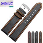 universal fit 18mm 20mm 22mm 24mm Carbon Fiber Leather Watch Band
