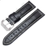 HENGRC Watchbands 24mm Brown Black Genuine Leather Women Wen Watch