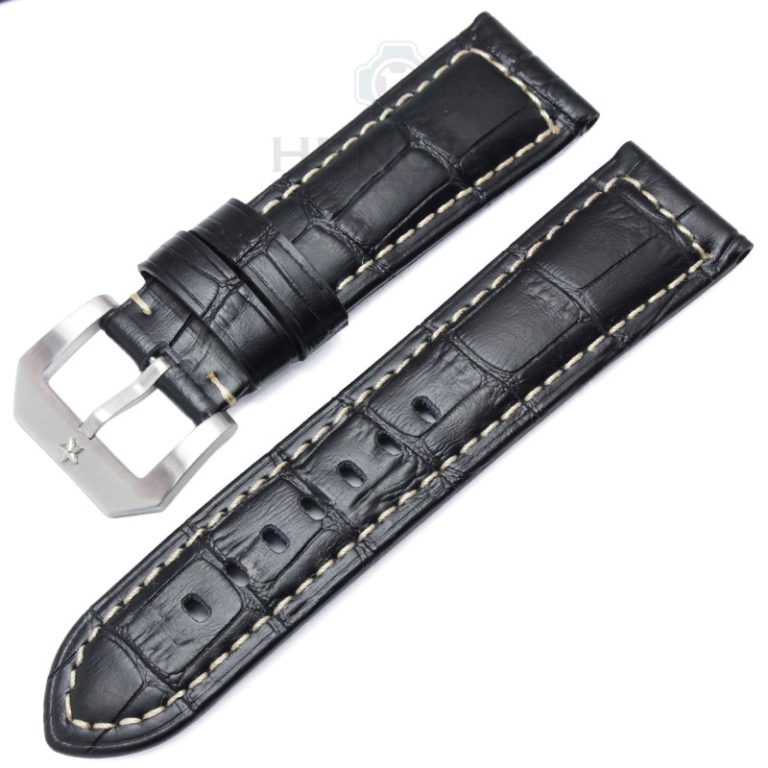 HENGRC Watchbands 24mm Brown Black Genuine Leather Women Wen Watch Strap Band Metal Pin Buckle Panerai Watch Accessories 2 HENGRC Watchbands 24mm Brown Black Genuine Leather Women Wen Watch