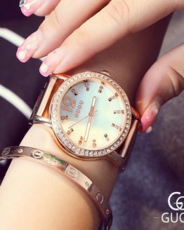 GUOU Top Brand Luxury Women's Watches Rose Gold Diamond Ladies