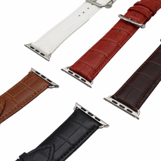 New Pink Black Red White Brown Men Women Calf Genuine Leather Watch Band