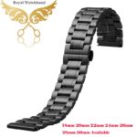 Durable Black Stainless Steel Watch Band for Men – Available in 18mm to 30mm Sizes