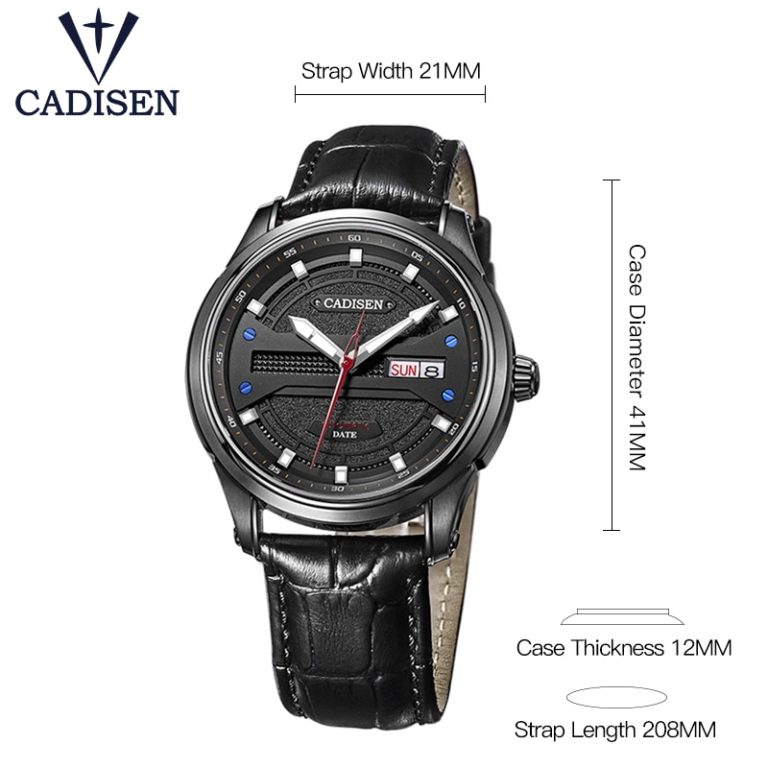 Cadisen Watch Men Top Brand Luxury Famous Male Clock Leather strap