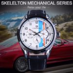 Forsining Three Dial Fashion Blue Display Genuine Leather Strap Men Watch