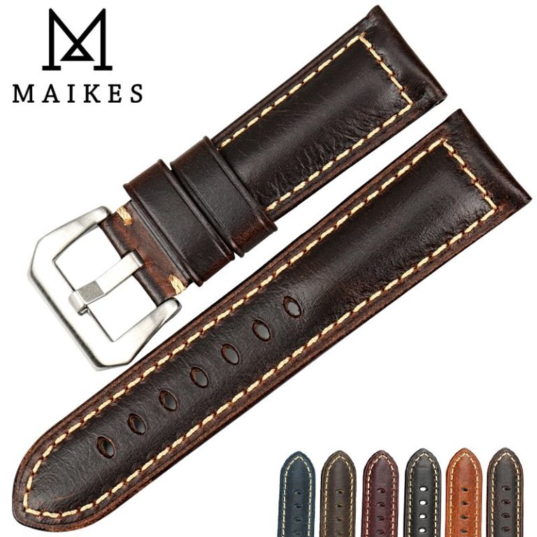 MAIKES Vintage brown watch band 20 22 24 26mm handmade Italian leather watchband watch accessories men for Hamilton watch strap MAIKES Vintage brown watch band 20 22 24 26mm handmade Italian leather