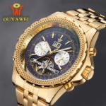 Mechanical Automatic Gold Watch Men Luxury Brand OUYAWEI Tourbillon