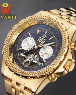 Mechanical Automatic Gold Watch Men Luxury Brand OUYAWEI Tourbillon
