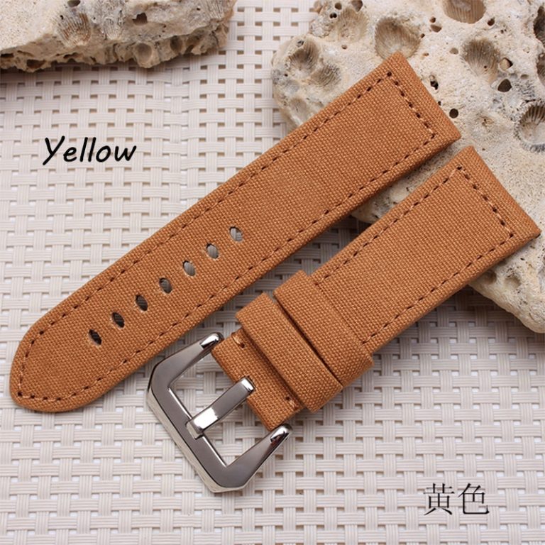 Quality Canvas and Leather Watchband 24mm watch band Camouflage Canvas watch Strap For Mens 2 Quality Canvas and Leather Watchband 24mm watch band