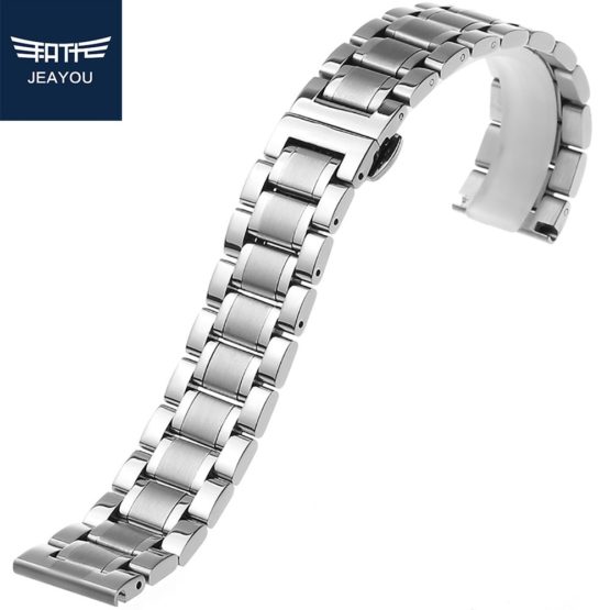 JEAYOU Men Stainless Steel Watch band Silver Watch Strap Bracelet Watchband