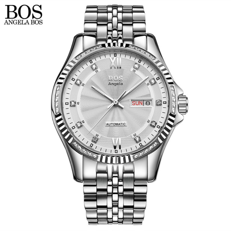 ANGELA BOS Stainless Steel 2018 Automatic Date Men Watch Mechanical Self-wind Luminous Calendar Date Waterproof Wrist Watch Gift 1 ANGELA BOS Stainless Steel 2018 Automatic Date Men Watch