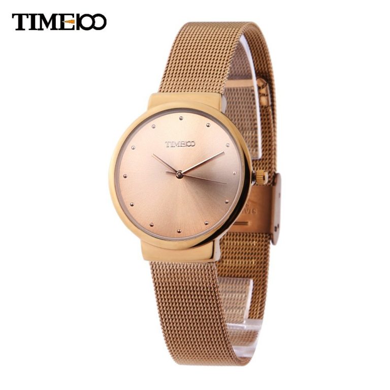 Time100 Women Quartz Watches Analog ultrathin Case Mesh Belt Strap