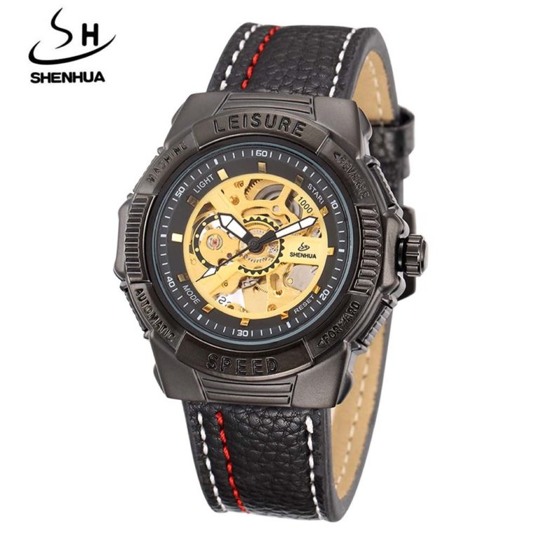 SHENHUA Luxury Men's Watches Fashion Sports Men Leather Band Automatic Mechanical Watches Skeleton Wrist Watch relogio masculino 2 SHENHUA Luxury Men's Watches Fashion Sports Men Leather Band