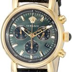 Versace Women's Day Glam Stainless Steel Watch with Black Leather Band