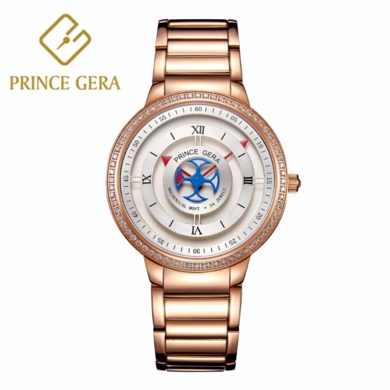 PRINCE GERA Luxury Automatic Mechanical Watch Men Diamond Decoration
