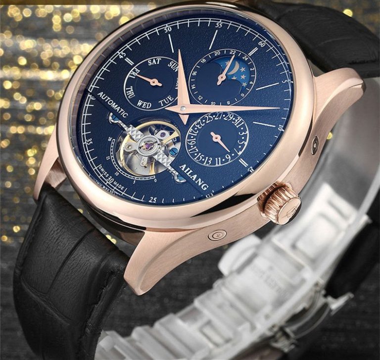 AILANG Business Designer Men Dress Watches Auto Self-wind Leather Wrist watch