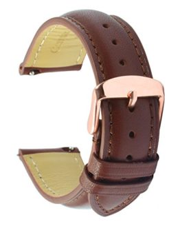 Quick Release Leather Watch Band 20mm Brown Replacement Watch Strap