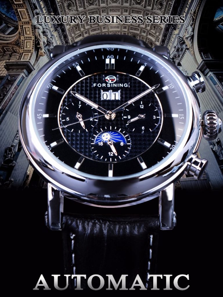 Forsining Luxury Casual Design Moonphase Calendar Display Mens Automatic Fashion Top Brand Luxury Mechanical Male Wrist Watches 2 Forsining Luxury Casual Design Moonphase Calendar Display Mens Wrist Watches