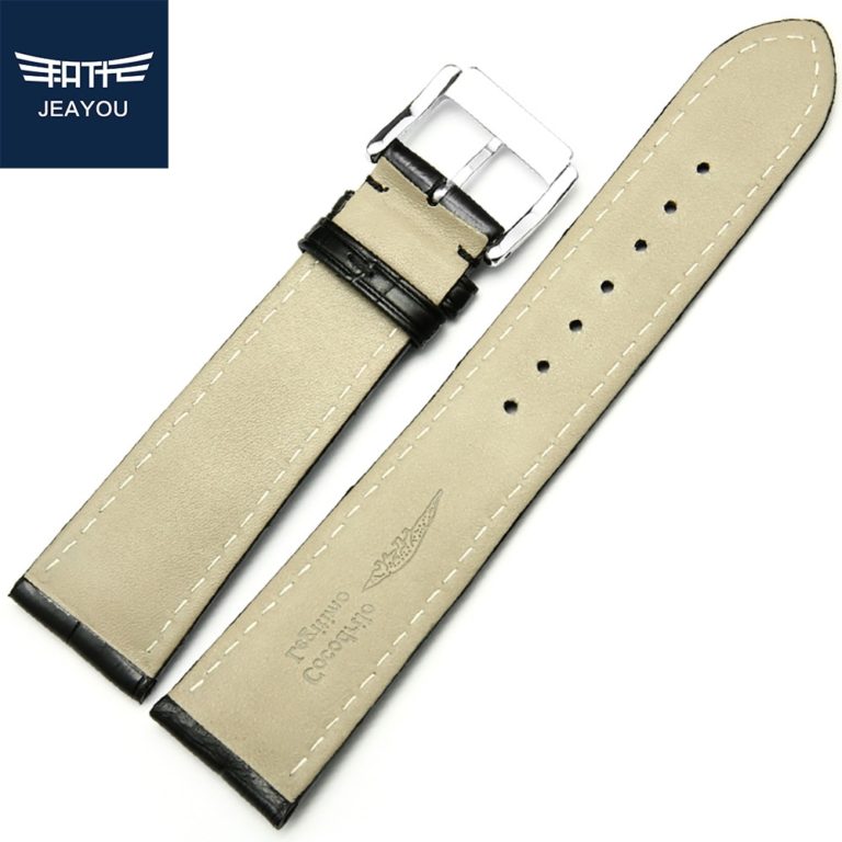 JEAYOU High Quality Men Alligator Leather Watch Strap Band For Omega/Cartier/Piaget With Pin Buckle 18/19/20/21/22mm 2 JEAYOU High Quality Men Alligator Leather Watch Strap Band