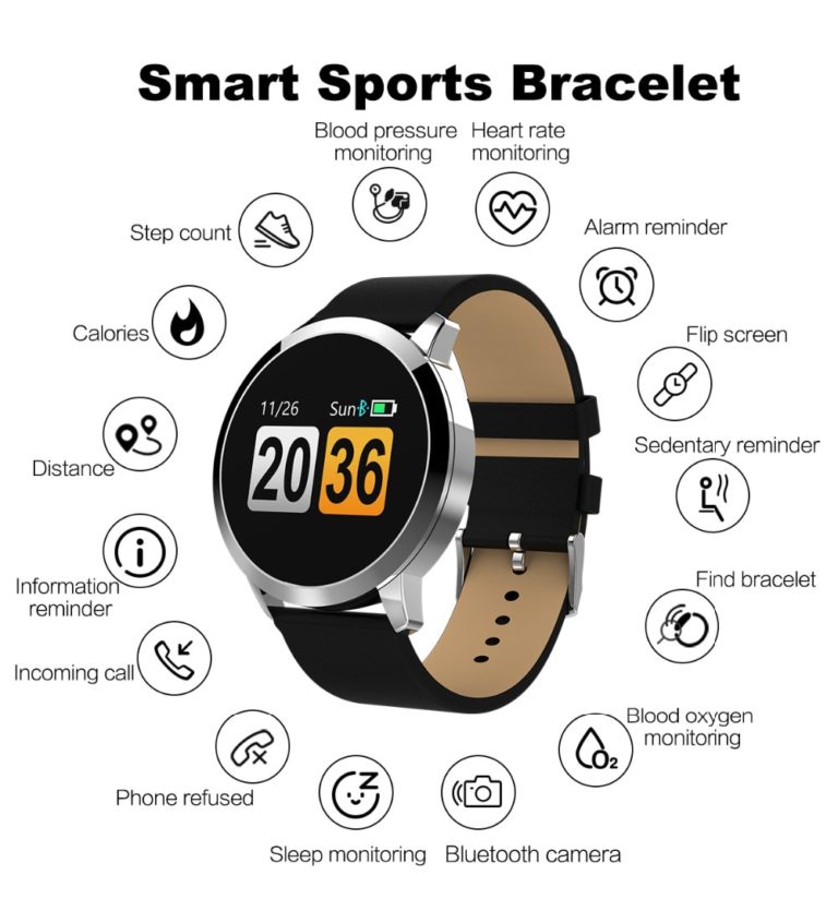 2019 New Smart Watch Men Q8 OLED Bluetooth Device Smartwatch