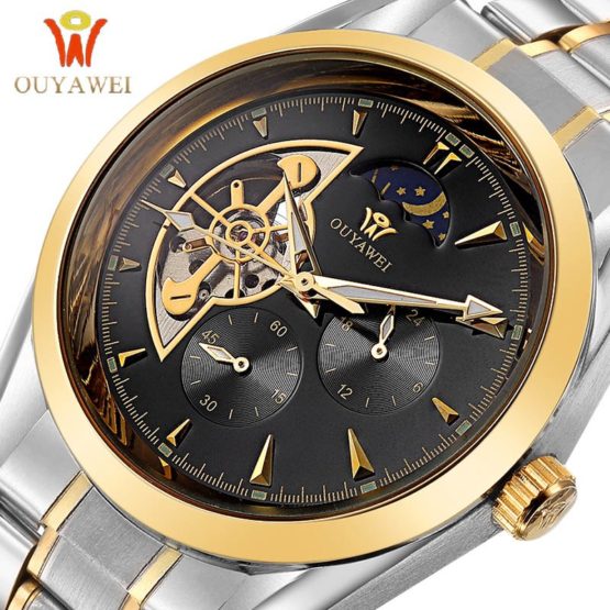 OUYAWEI GOLD Mechanical Wrist Mens Watch Top Brand Luxury Automatic