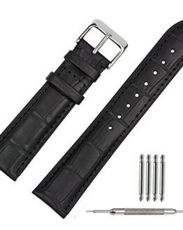 TStrap Black Leather Watch Band 20mm Leather Watch Strap