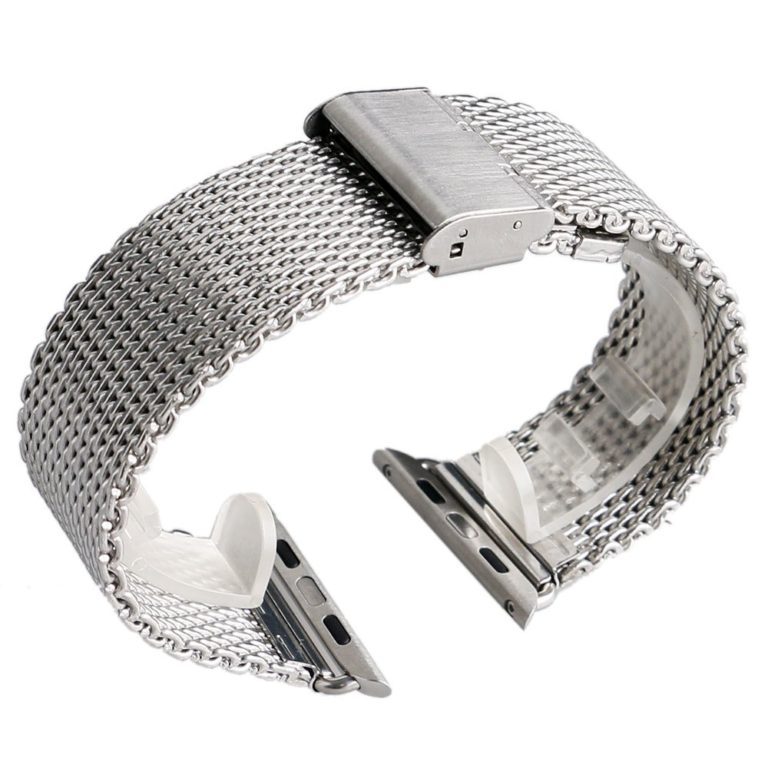 Silver/Black 38/42mm Web Mesh Stainless Steel Apple Watch Band