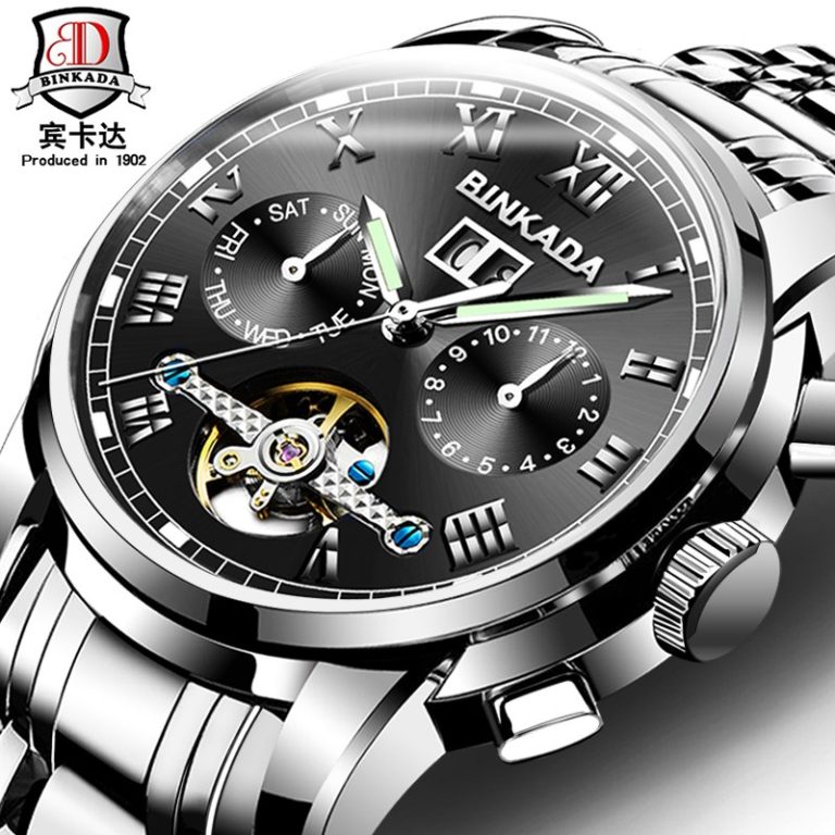 Hot BINKADA Luxury Brand Sports Men's Automatic Skeleton Mechanical Military Wrist Watch Men Full Steel Silver Band reloj Hot BINKADA Luxury Brand Sports Men's Automatic Skeleton Mechanical Watch