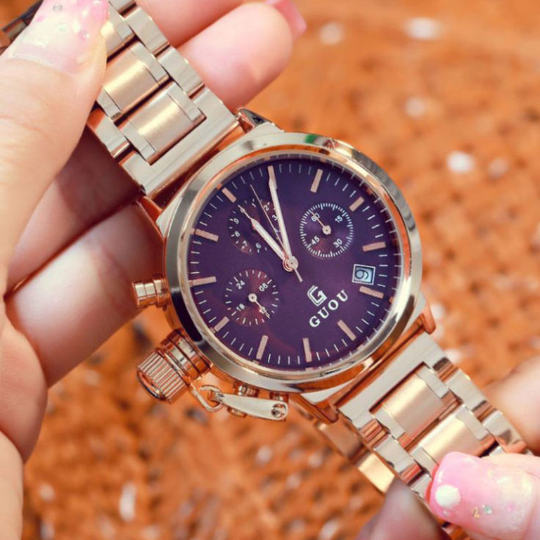 GUOU Fashion Women's Watches Rose Gold Calendar Luxury Ladies Wrist Watches Women Watch Full Steel Clock relogio feminino GUOU Fashion Women's Watches Rose Gold Calendar Luxury Ladies