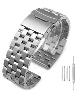 Brushed Silver 316L Solid Stainless Steel Watch Band Bracelet