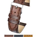 Soft Stitched Semi Padded Genuine Leather Buffalo Grain Watch Band
