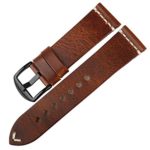 Refined Greased Leather Watch Band Strap in Multiple Colors, Band Width Options 20mm, 22mm, or 24mm.
