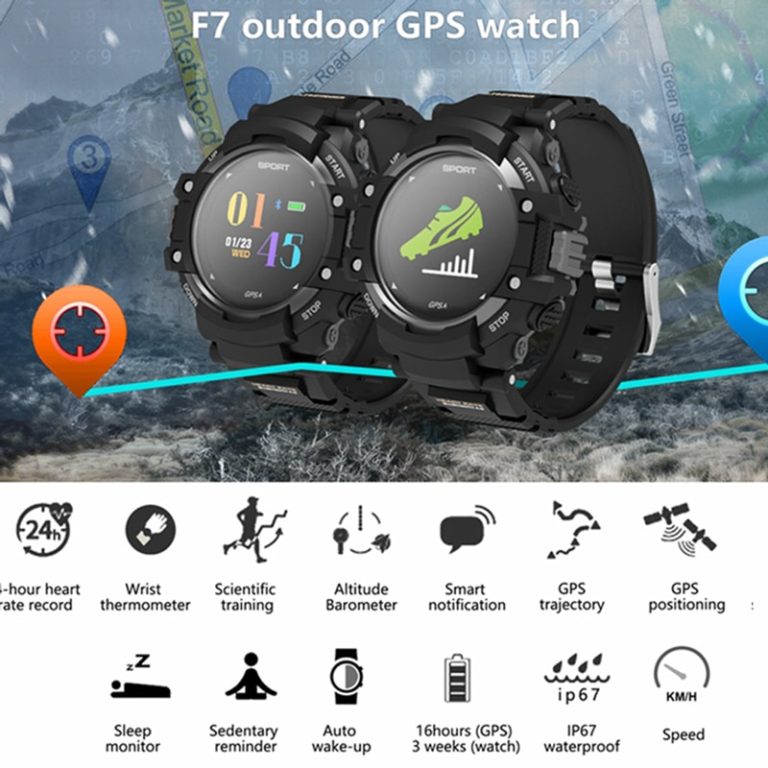 OGEDA F7 GPS Smart Watch Men Color LCD Realtime Heart Rate