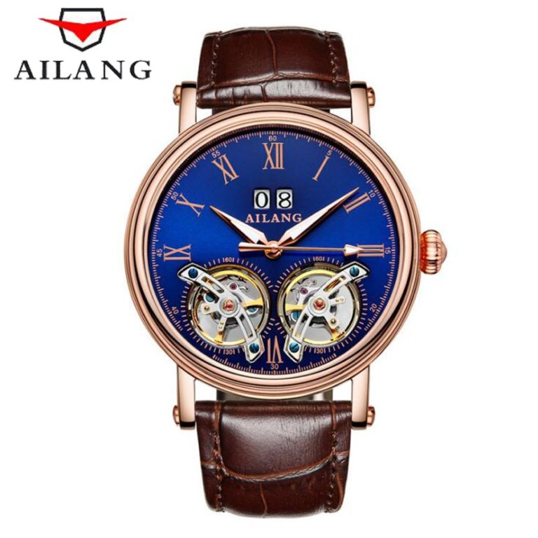 AILANG 2017 New Arrival Double Tourbillons Auotmatic Watches Fashion Business Stylish Men Calendar Dress Wrist watch Roman Reloj 2 AILANG New Arrival Double Tourbillons Auotmatic Watches