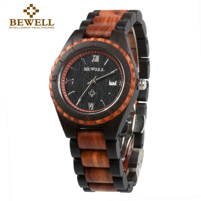 BEWELL 128AG Unique Design Wood Watches for Men Analog Quartz