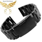 14mm 16mm 18mm 20mm 22mm 24mm 26mm Mens Black Metal Watch Band